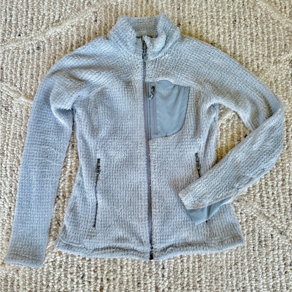 Marmot women’s Thermo Flare Fleece Jacket light blue size XS